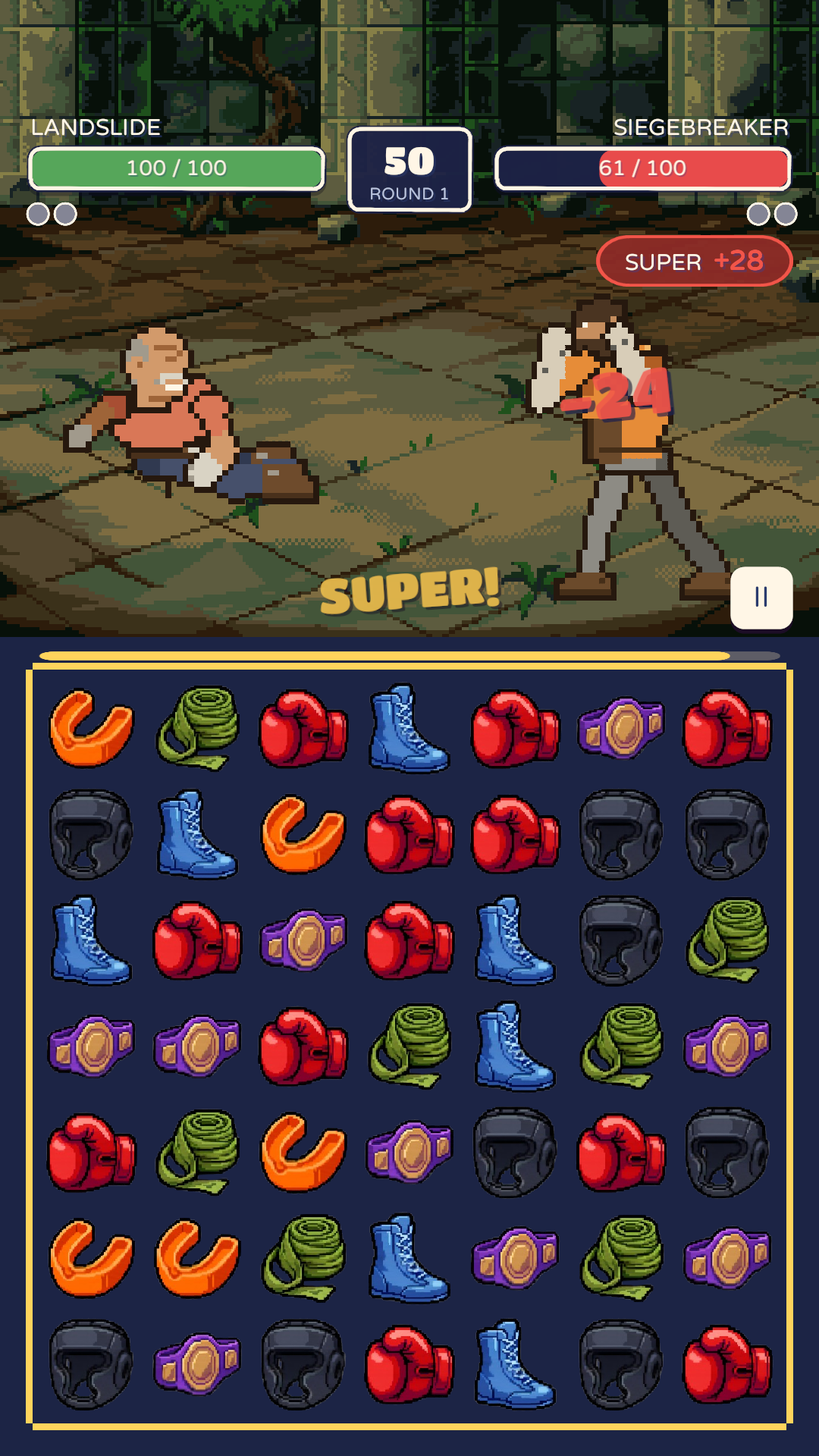 A SUPER connects in the ruins arena